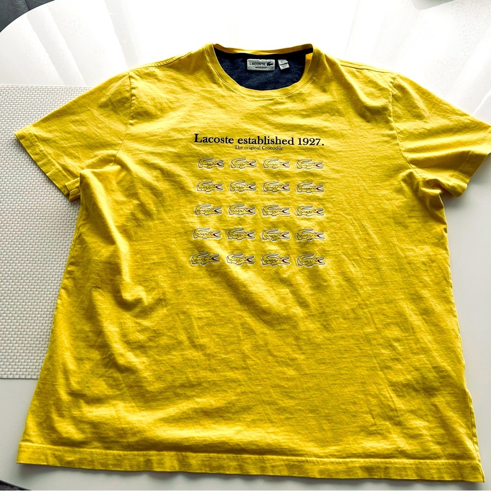 Men’s Lacoste Sport Alligator Tee Shirt Size XX large 7 France Yellow